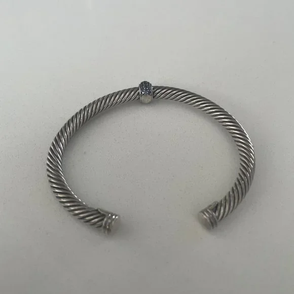 RARE - David Yurman Cable Bracelet in Sterling Silver w Blue Gemstones, 7mm - Picture 3 of 5
